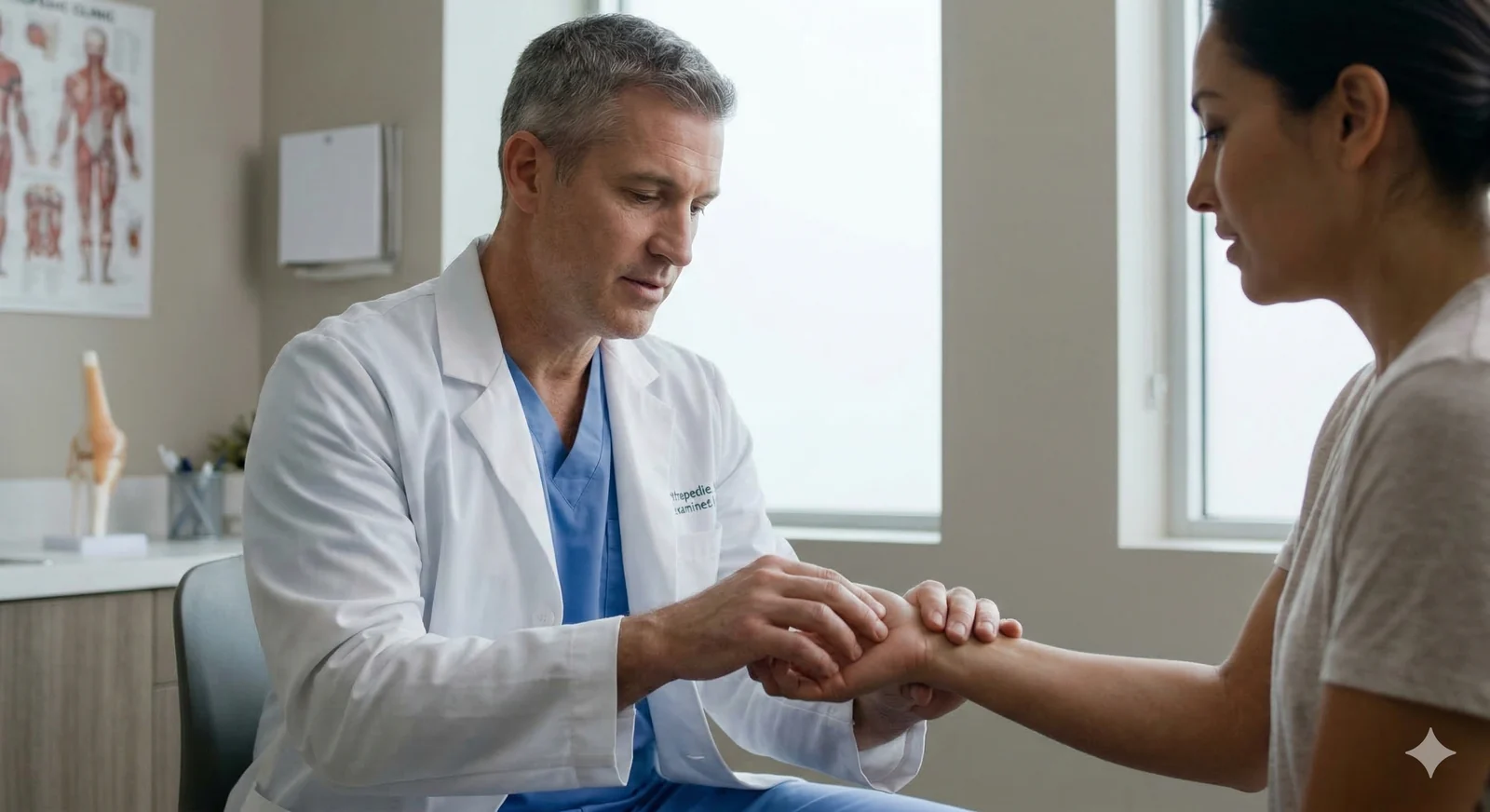 Badanie ręki podczas konsultacji z powodu drętwienia palców