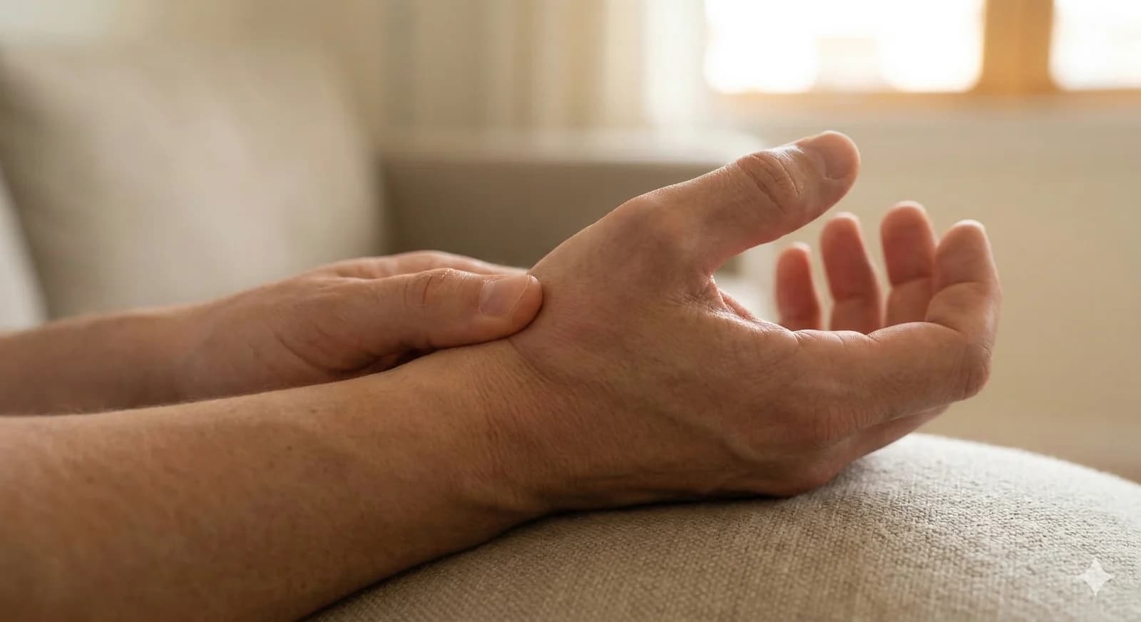 Ból i tkliwość po stronie kciuka przy złamaniu kości łódeczkowatej